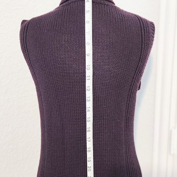 Vintage Kenneth Cole Merino Wool Sleeveless Turtleneck Eggplant Size Medium - Picture 3 of 8